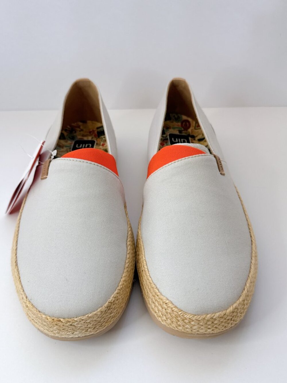 Men’s Size 10.5 UIN Marbella Creamy White Slip-On Shoes Canvas Espadrille Flats